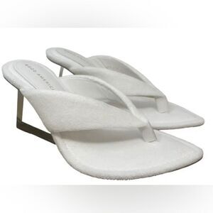 RARE Sold Out New Cinderf*cking Rella white terry Wedge sandal lucite heel Sz 7